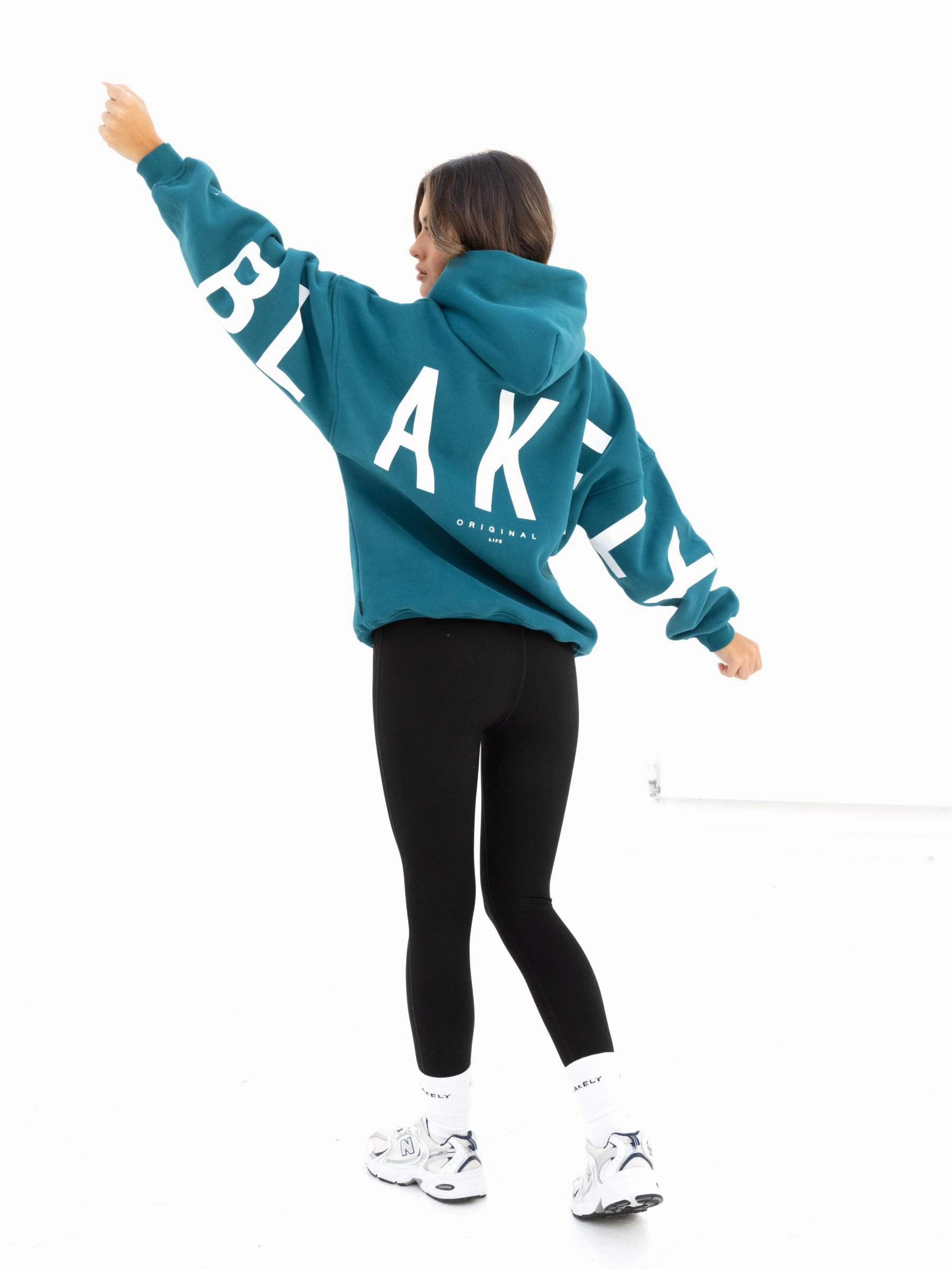 Isabel Oversized Hoodie - Storm Teal Beaded embellishments