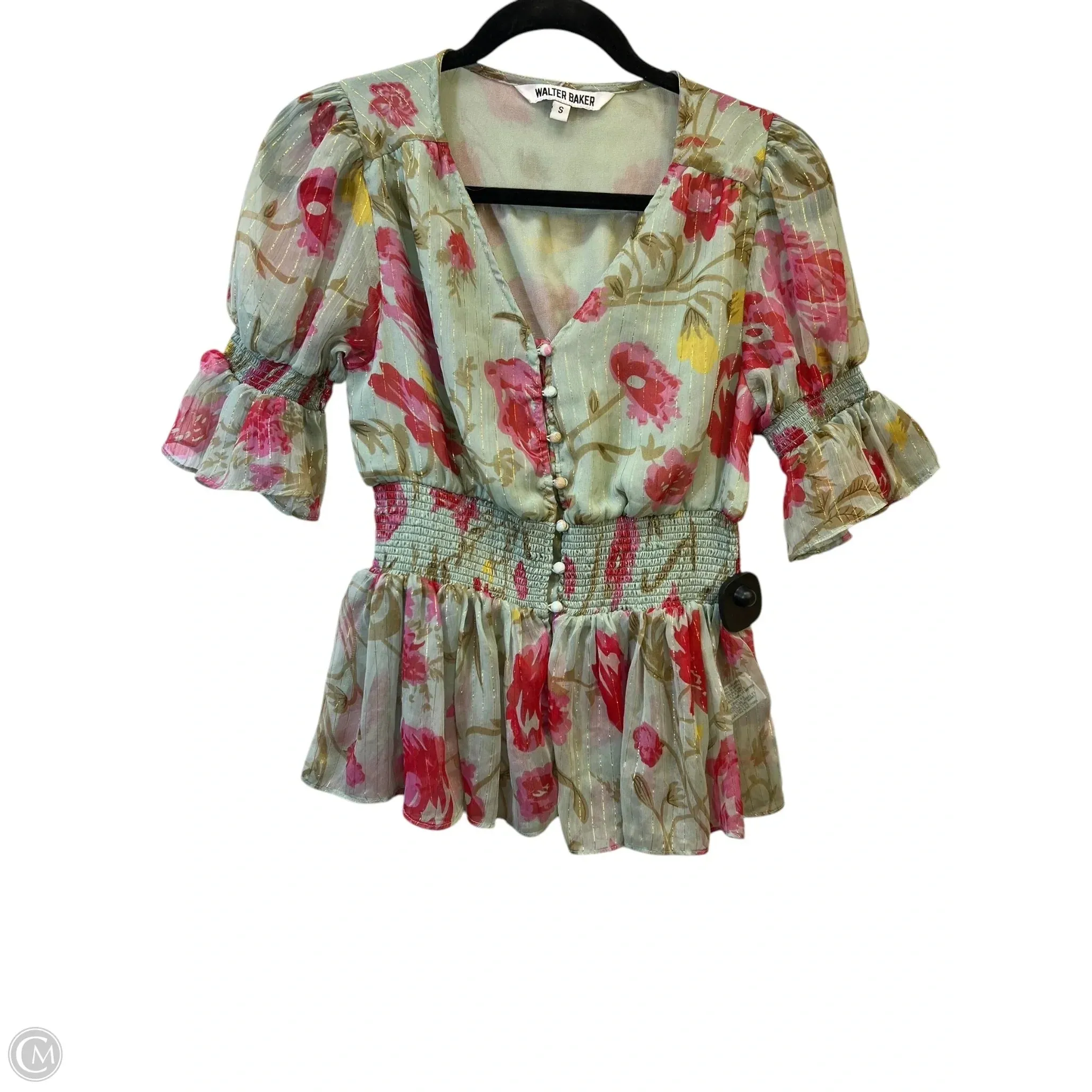 Soft & Smooth Top Short Sleeve Designer By Walter Baker In Floral Print, Size: S