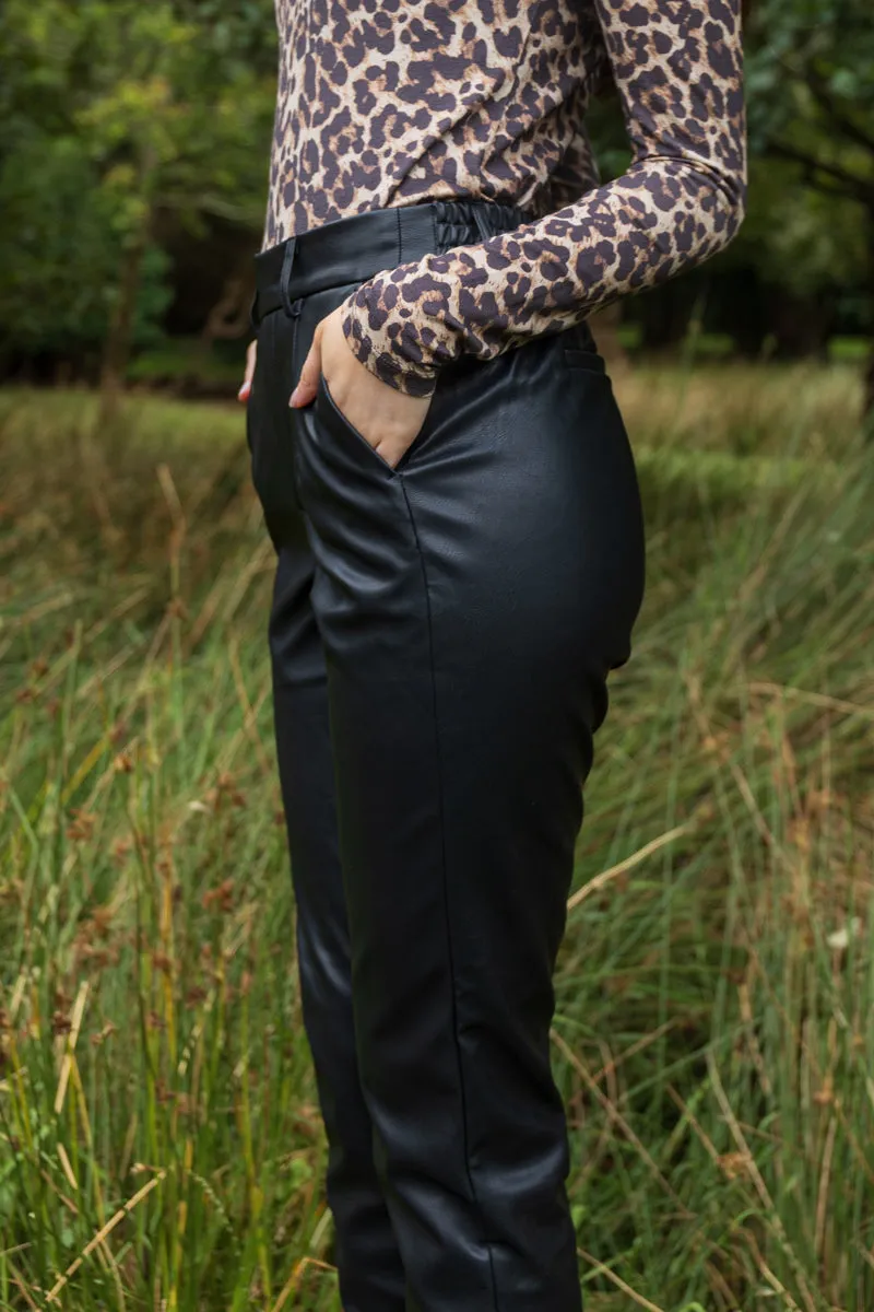 Dagmar High Waisted PU Trousers Soft and Cozy