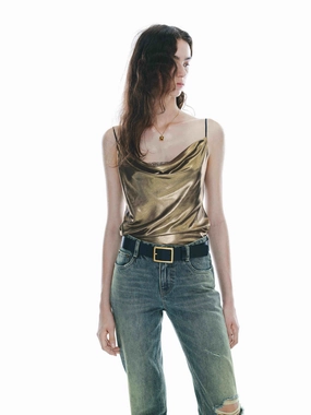 Waterfall Neckline Top Close To Body Fit
