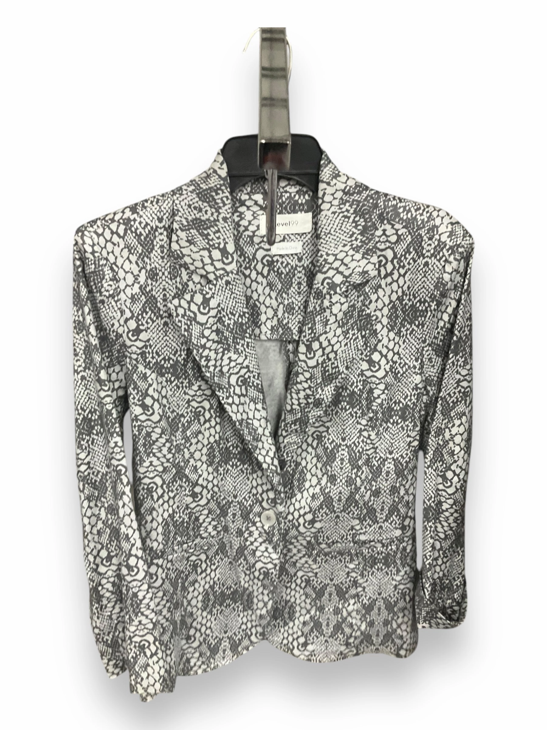 Blazer By Level 99 In Grey, Size: S Non Closure Collar RelaxedNeckline