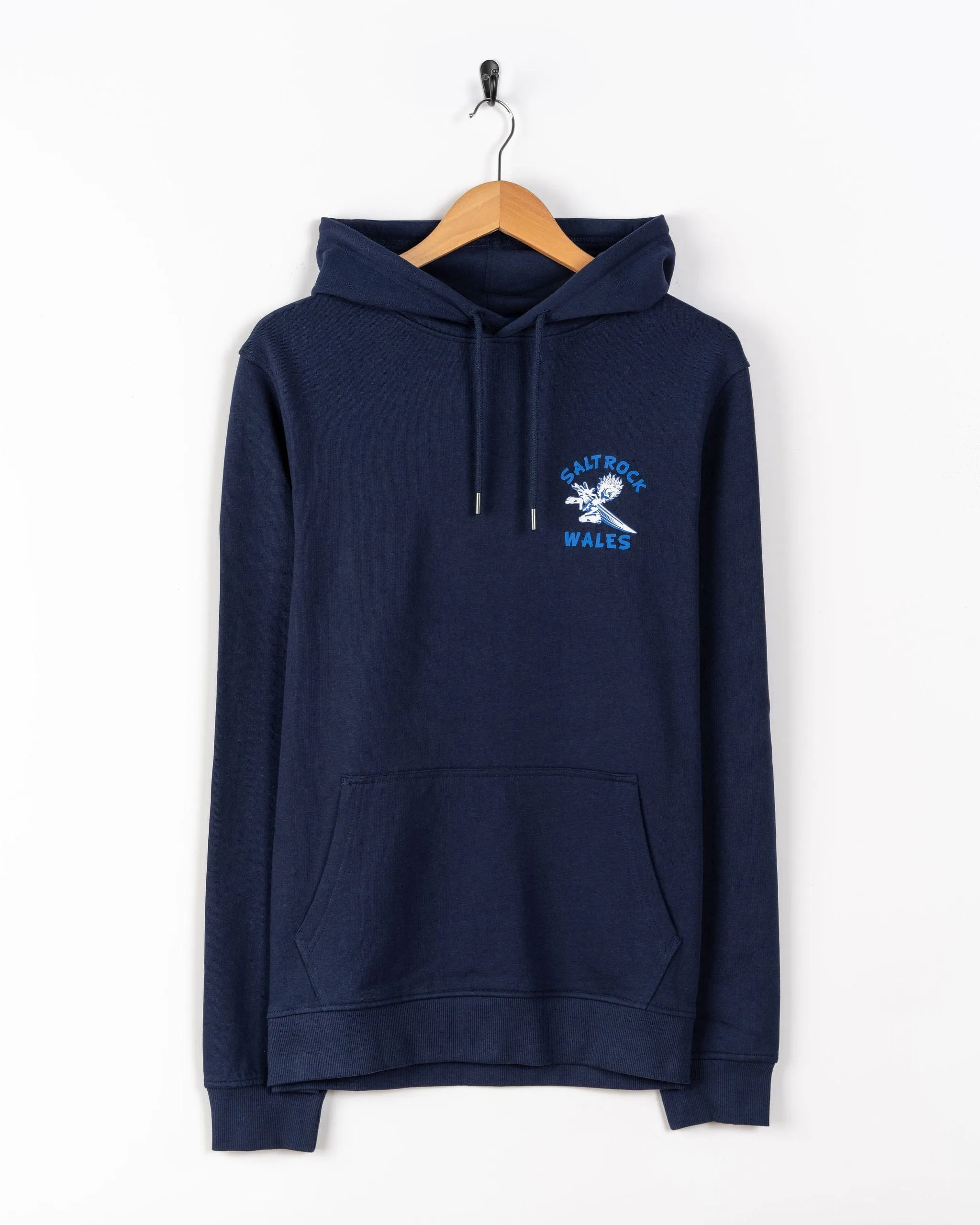 Wave Rider Wales -  Mens Pop Hoodie - Blue Comfy Layer