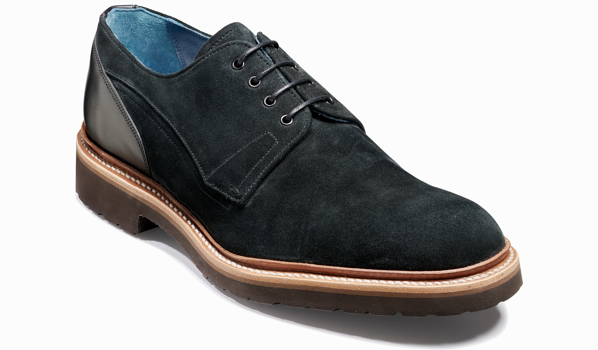 Harlem - Black Suede / Black Calf structured look Leather Lining