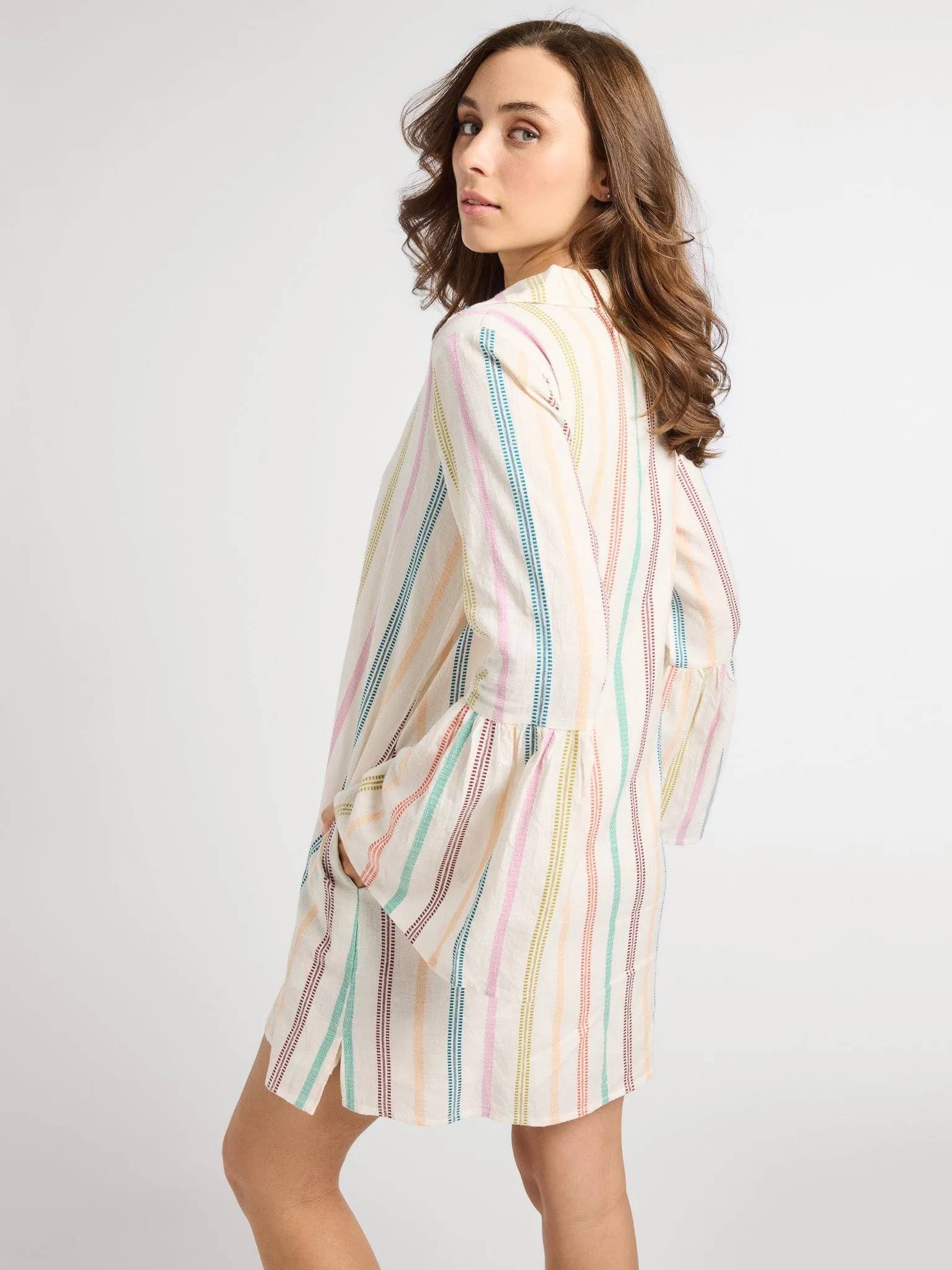 Button-front Smart Look Chloe Dress in Mallorca Stripe