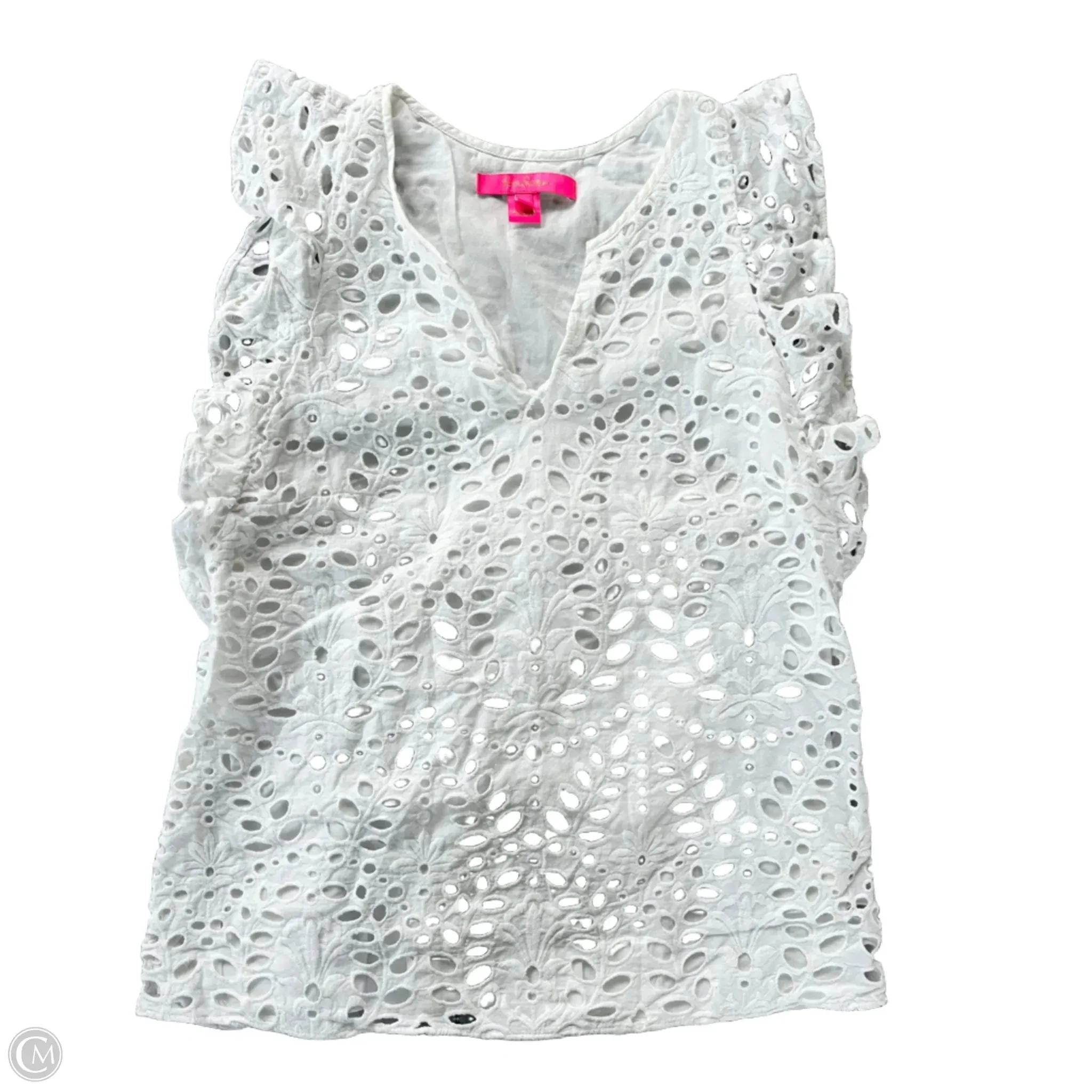 Casual Chic Look Top Short Sleeve Designer By Lilly Pulitzer In White, Size: S