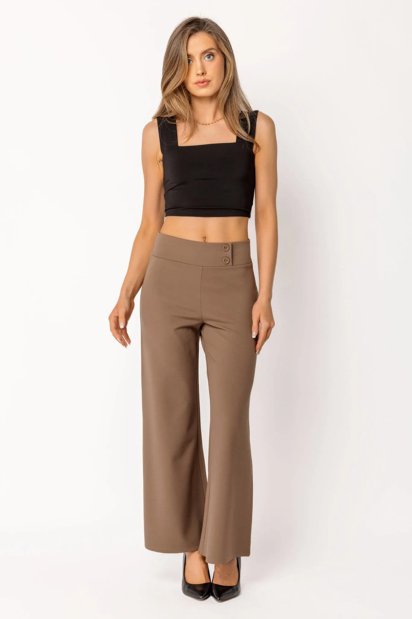 Wide Leg Pants with Short Inseam Recycled fibers