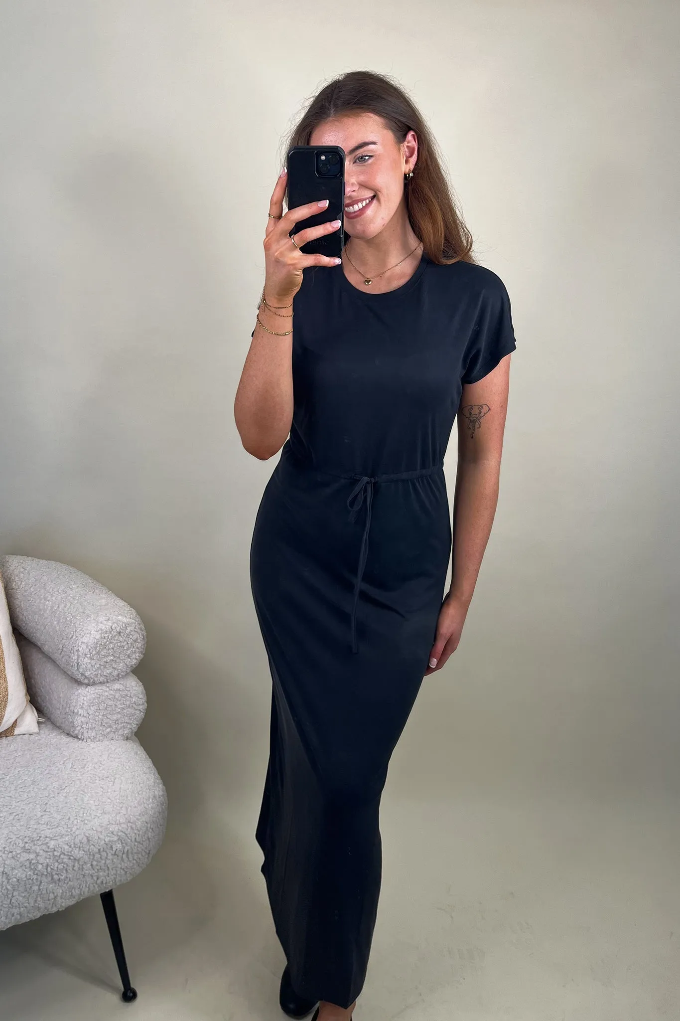 Hannah Black T-Shirt Dress Daywear Fit Raglan-Sleeve
