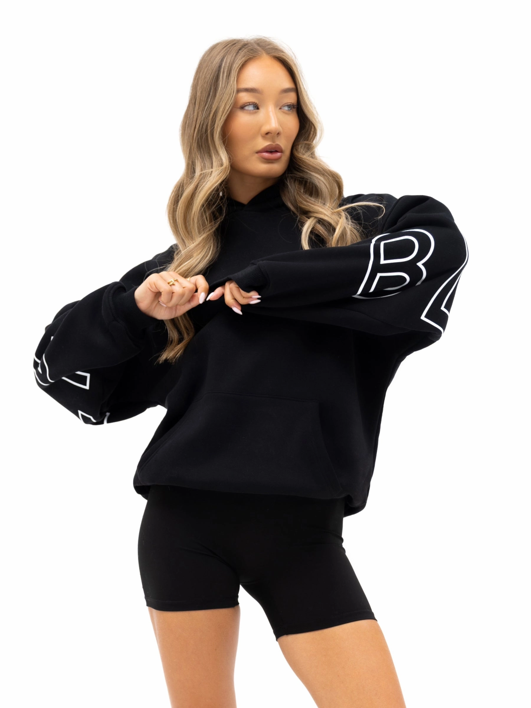 surfing clothes Artistic expression Outline Isabel Oversized Hoodie - Black