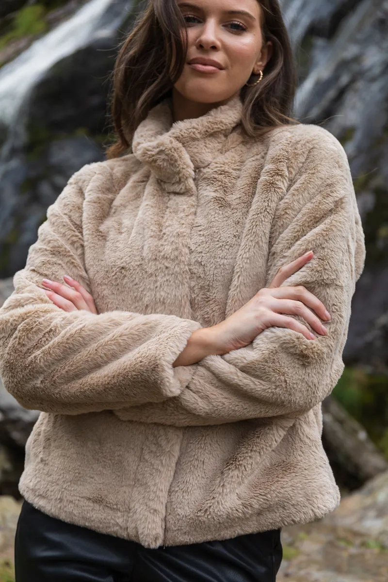 Soft Comfort Design Vida Beige Faux Fur Jacket