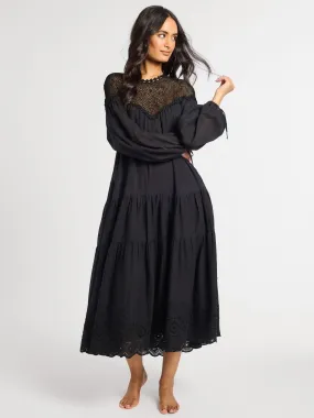 Vega Crochet Dress in Black Artisanal-Detail