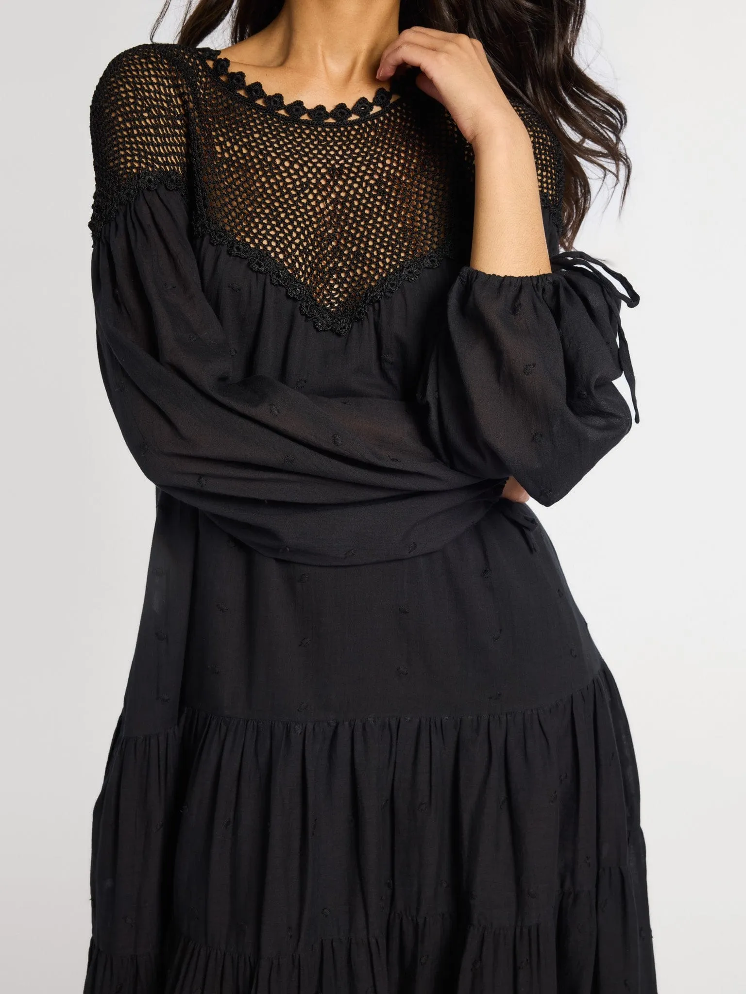 Bless Touch Vega Crochet Dress in Black