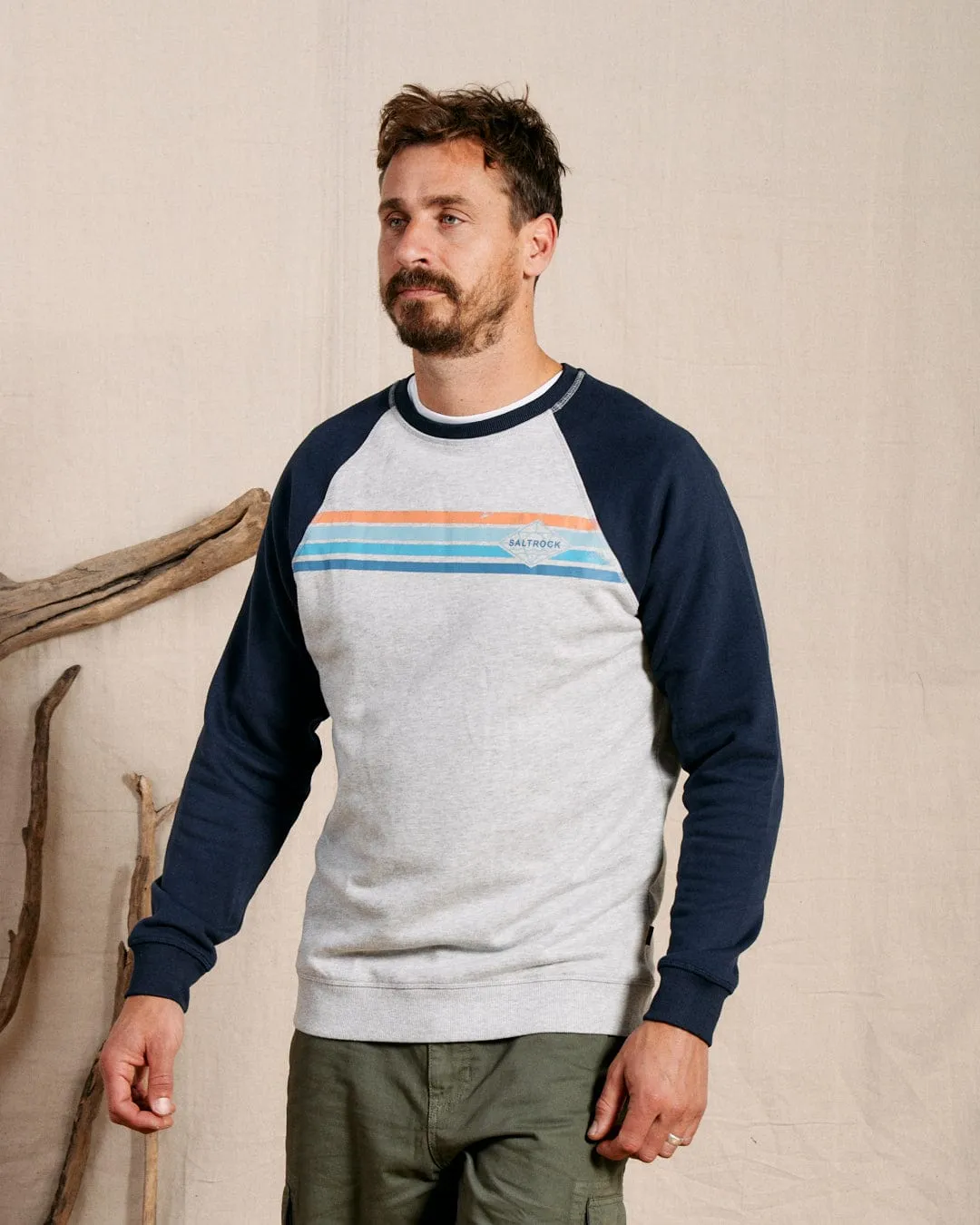 Performance Layer Wear Minimalist Fit Dimensions Stripe - Mens Sweat - Blue/Grey