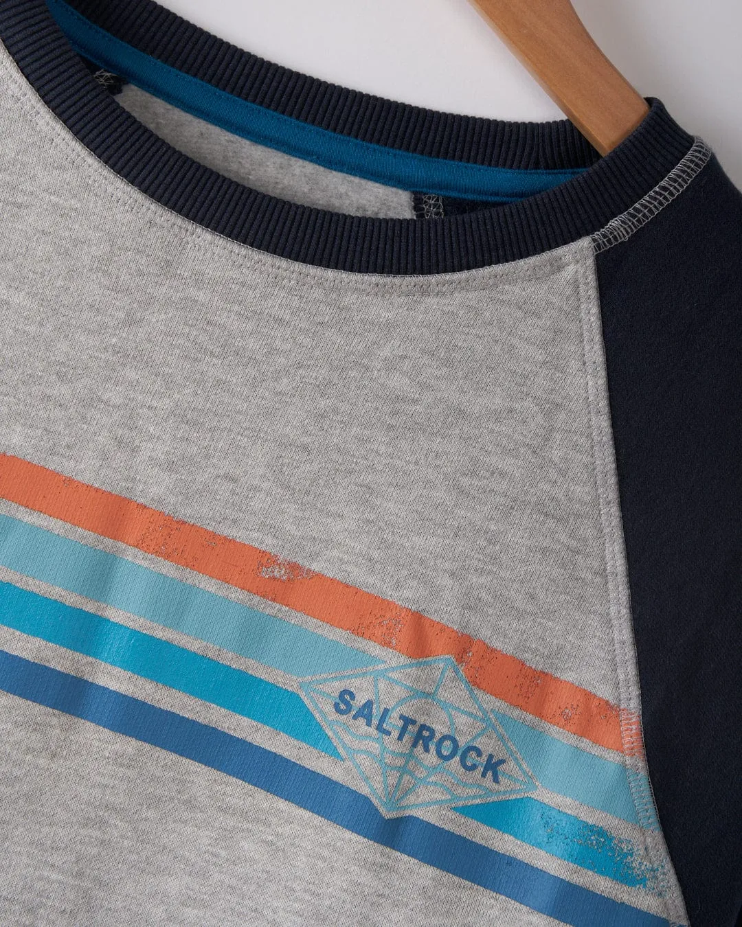 Elastic Fit Comfy Knitwear Look Dimensions Stripe - Mens Sweat - Blue/Grey