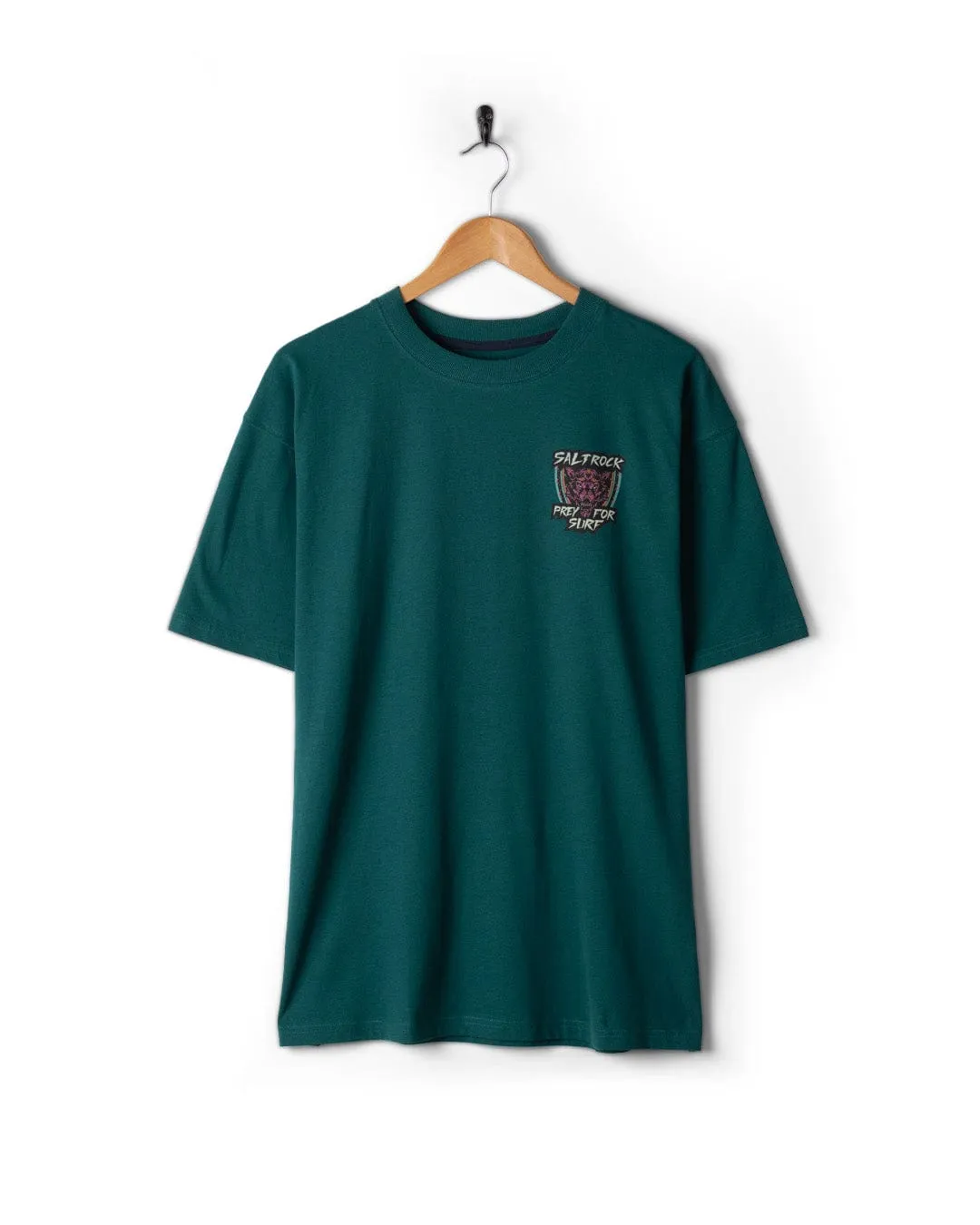 Wolfscale II - Mens Oversized Short Sleeve T-Shirt - Teal Tubular Knit Structure