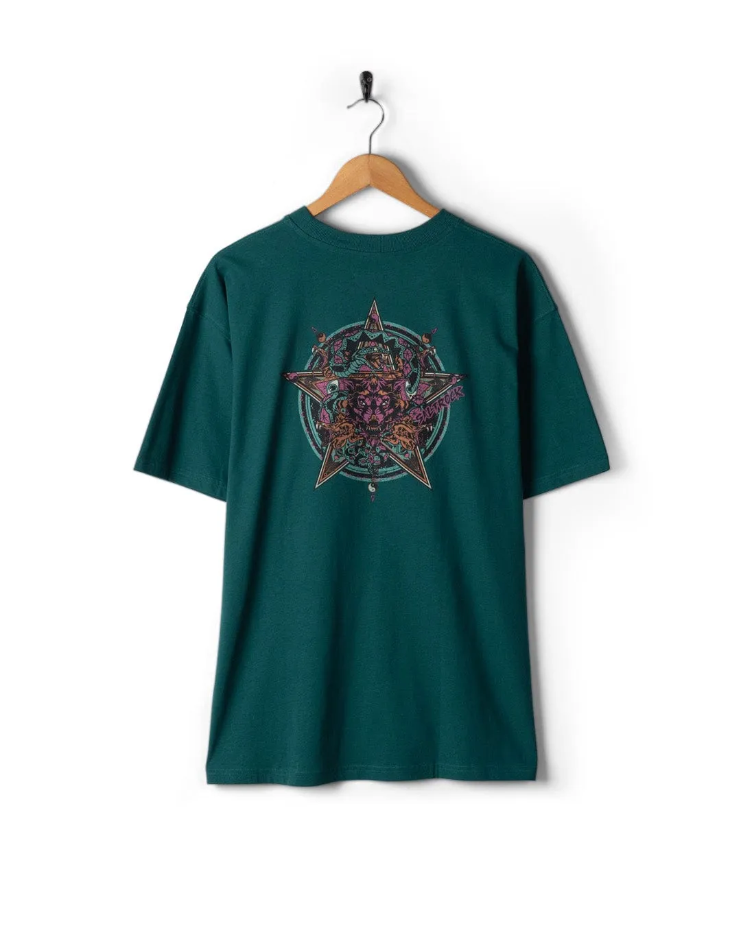 Wolfscale II - Mens Oversized Short Sleeve T-Shirt - Teal Layering Must-Have