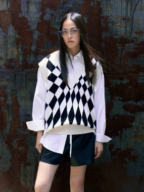 Wool V-neck Knit Vest Quick Refresh Material
