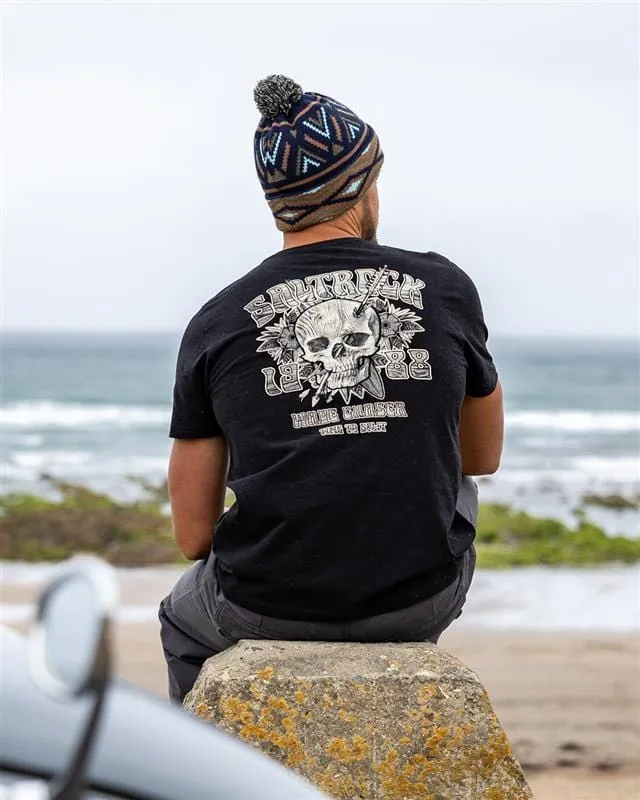 Stretchable Cotton Blend Split - Mens Short Sleeve T-Shirt - Black