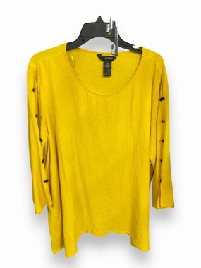 AbrasionResistant Surface Mesh Panel Details Top Long Sleeve By Ali Miles In Yellow, Size: 2x