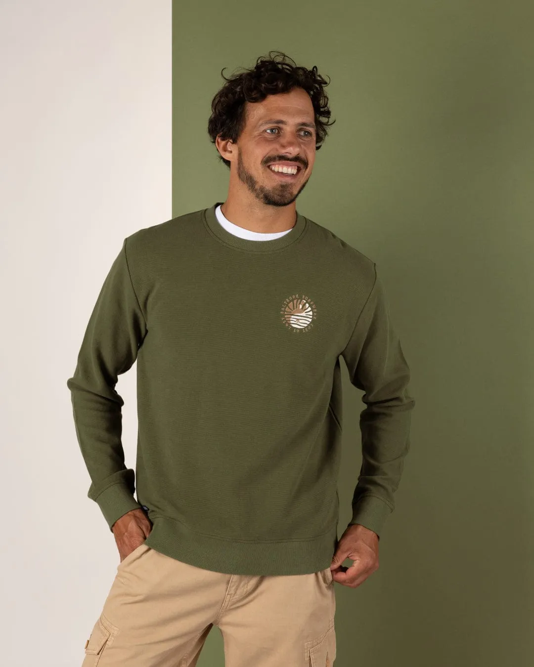 Soft Waistband Casual Performance Wear Yin Yang Sun - Mens Sweatshirt - Green