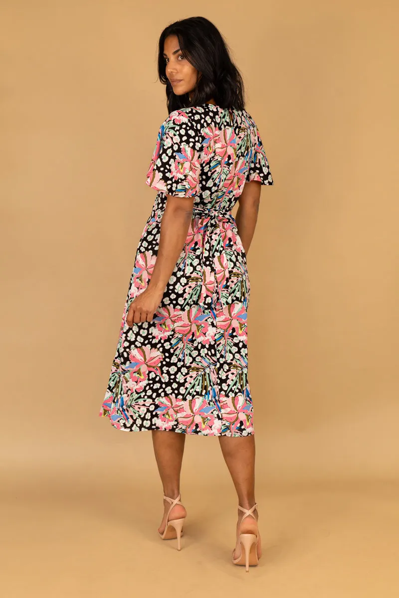 Pure Piece Subtle Edge Zara Black & Floral Printed Dress
