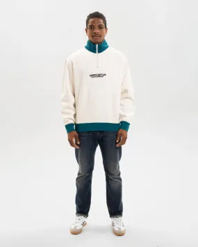 Newcastle United Graphic Off-White Contrast Quarter Zip Sweater Chill Layer