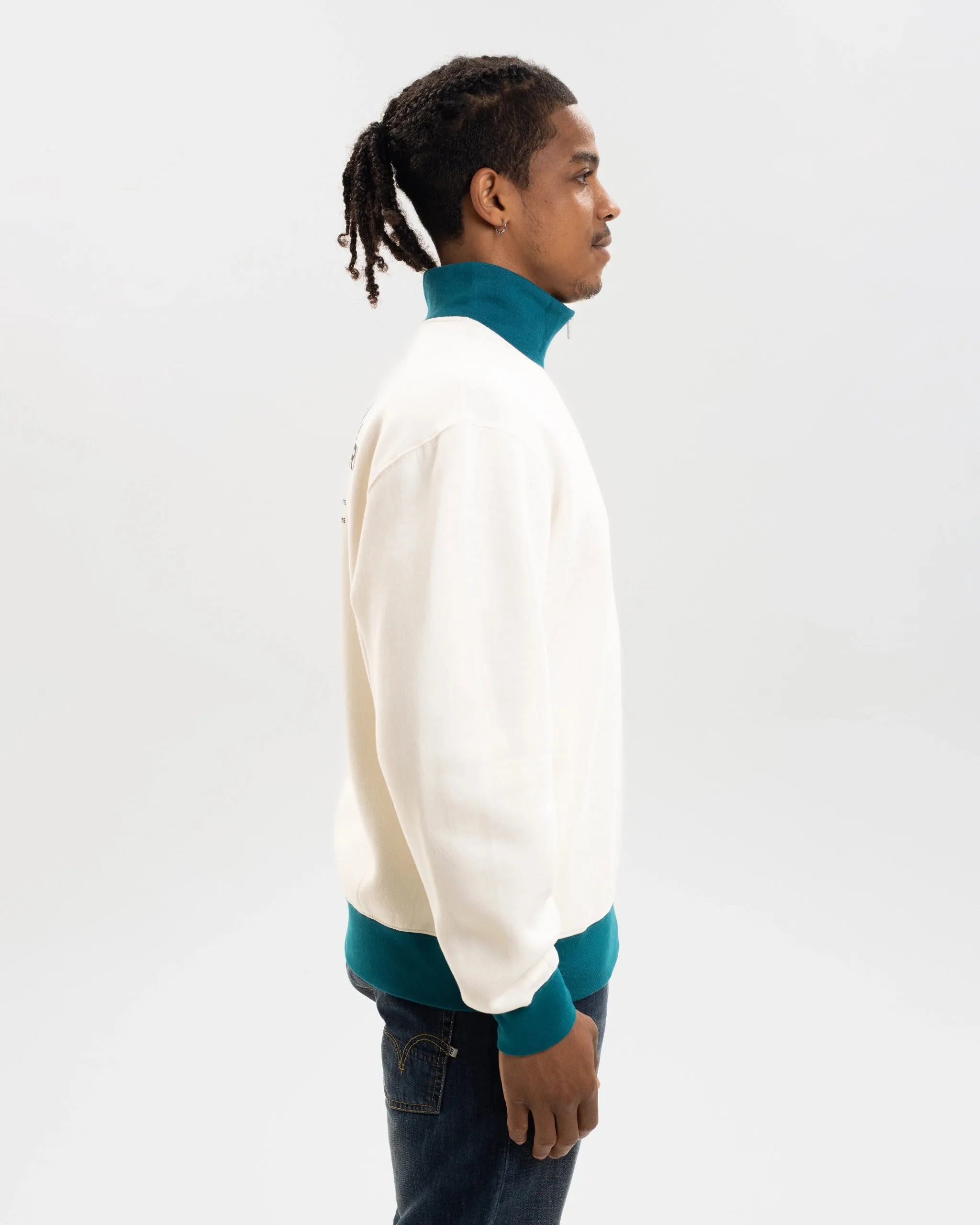 Newcastle United Graphic Off-White Contrast Quarter Zip Sweater Light Comfort