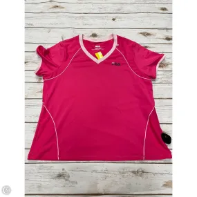 Athletic Top Short Sleeve By Fila In Pink, Size: 1x Textured Fabric Finish