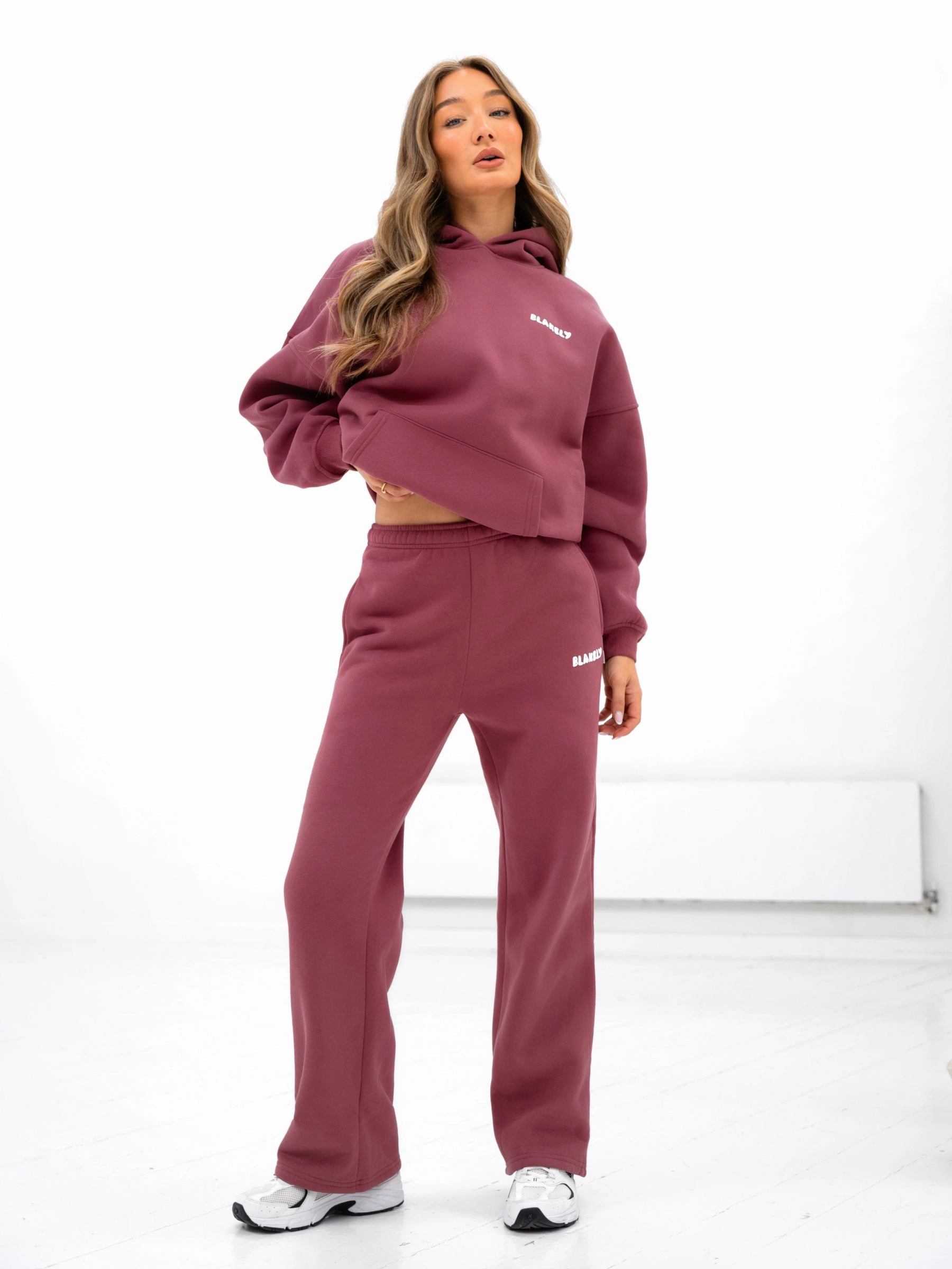 Cloud Print Oversized Hoodie - Dark Pink Semi Formal