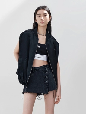 Body Mapped Zones Multi Panel Construction Zip Up Structured Sleeveless Jacket