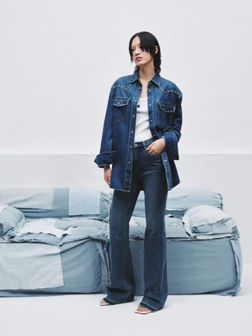 Zircon Detail Denim Jacket Thermal regulation Compression Fit